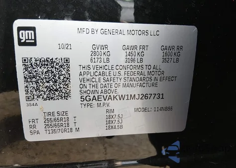 2021 Buick Enclave Awd Essence from USA, damaged, VIN 5GAEVAKW1MJ267731